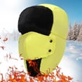 thumbnail image 2 of Clearance! Fdelink Trapper Hat Winter Hats Adult Winter Outdoor Solid Thicken Neck Protection and Windproof Warm Riding Hat Yellow, 2 of 6