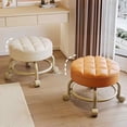 thumbnail image 3 of Low Rolling Stool with 360 Degrees Swivel Wheels Faux Leather Cushion Roller Seat Heavy Duty Rotating Mini Chair Seating Stool, 3 of 8