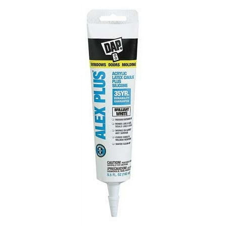 DAP Alex Plus Acrylic Latex Caulk Plus Silicone, White 5.5 OZ
