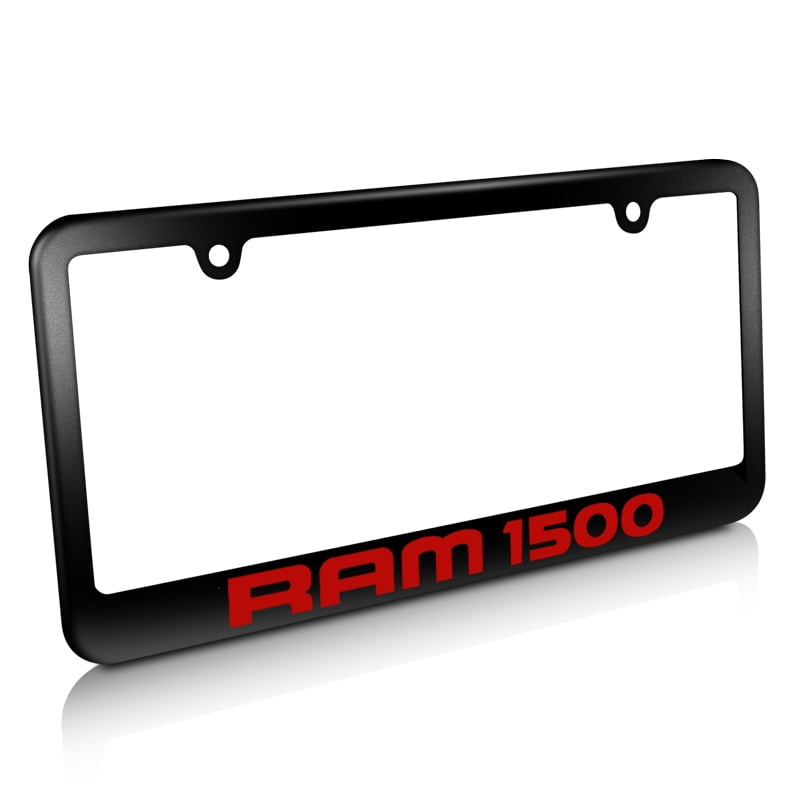 Dodge Ram 1500 in Red Matte Black Metal License Plate Frame