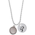 thumbnail image 1 of Delight Jewelry Stainless Steel Disc with Border Silvertone Script Initial Disc - P - Charm Necklace, 20"+3", 1 of 4