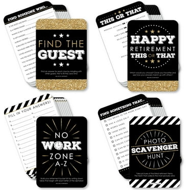 Big Dot of Happiness Happy Retirement - 4 Retirement Party Games - 10 Cards Each - Gamerific Bundle