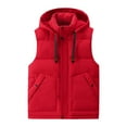 thumbnail image 5 of COSFO Red Men Puffer Vest Outerwear Cotton Removable Hood Coats Winter Loose Fit Warm Sleeveless Zip Up Mens Sport Coat, 5 of 5