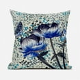 thumbnail image 6 of Three Roses with Butterfly Throw Pillow with Removable Cover in Indigo Blue Dark Green 18x18, 6 of 9