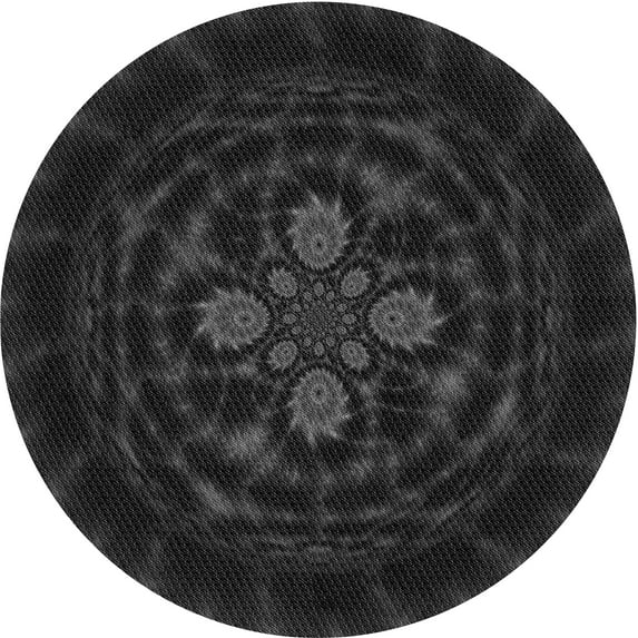 Ahgly Company Indoor Round Patterned Midnight Gray Area Rugs, 8' Round