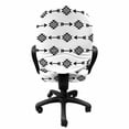 thumbnail image 3 of Ethnic Office Chair Slipcover, Monochrome Style Repeating Direction Pointers Pattern Illustration, Protective Stretch Decorative Fabric Cover, Standard Size, Charcoal Grey and White, by Ambesonne, 3 of 5