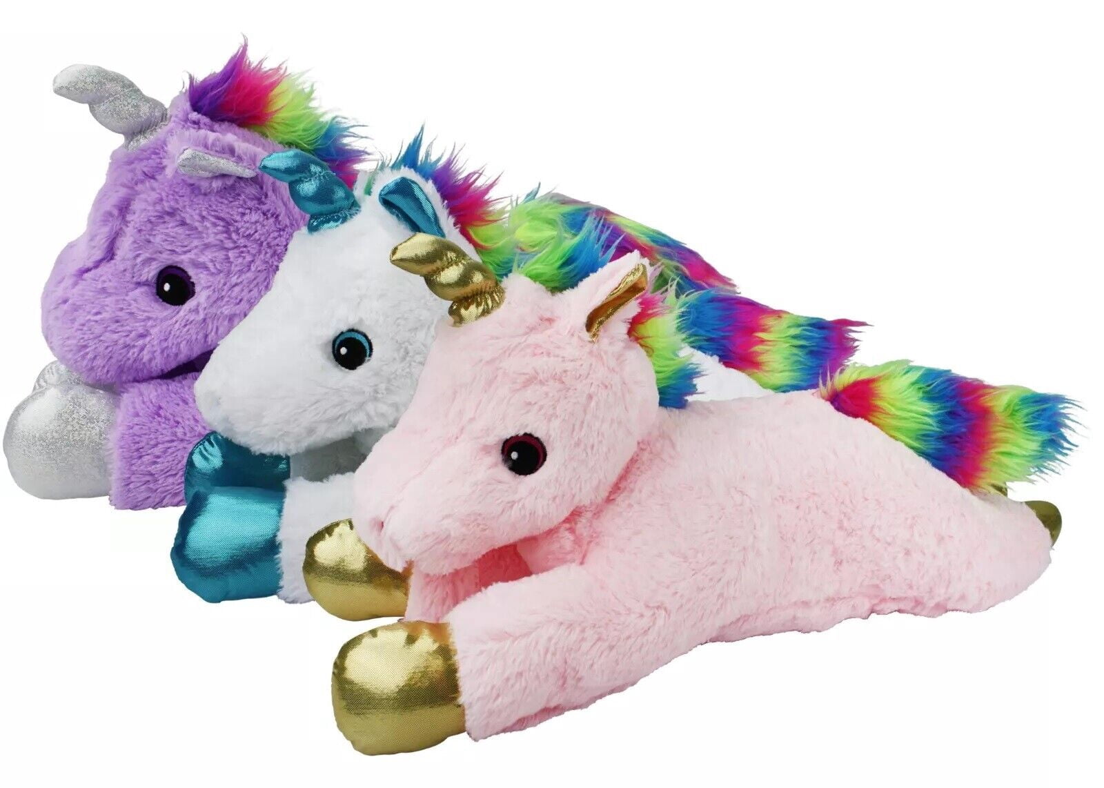 24" Big Dog Toy Jumbo Plush Unicorn Squeaker Rainbow Mane Tail Metallic Horn (Pink)