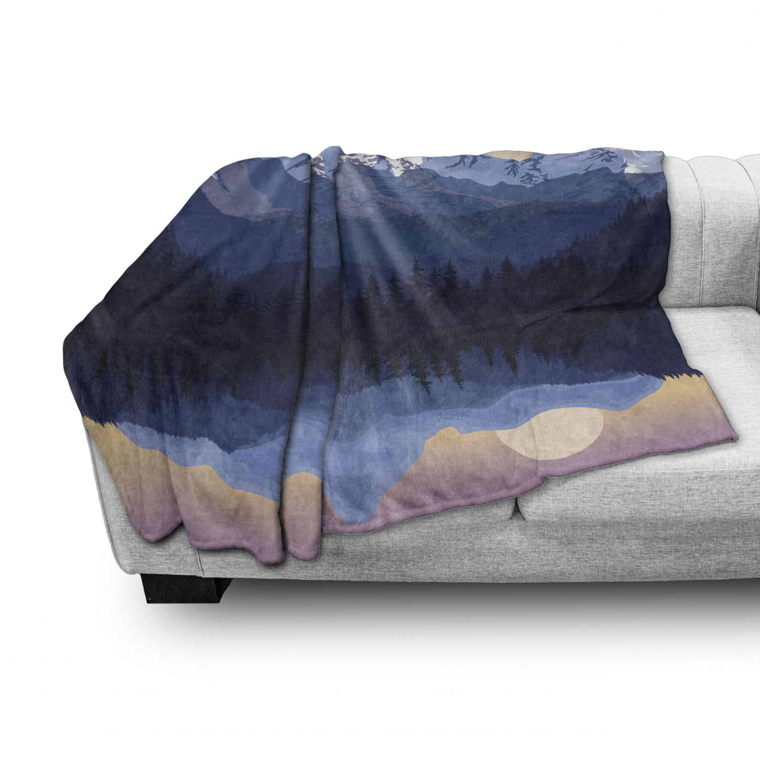 Liana Cave and Sea View Sunset Scene Early Morning in The Wild Ambesonne Dreamy Jungle Soft Flannel Fleece Throw Blanket Cozy Plush for Indoor and Outdoor Use 60 x 80 Pale Green Charcoal Grey 