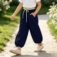 thumbnail image 5 of Rrxhxhs Pants for Girls Color Block Drawstring Elastic Waist Pleated Loose Baggy Casual Joggers with Side Pockets,Blue,5-6 Years, 5 of 6