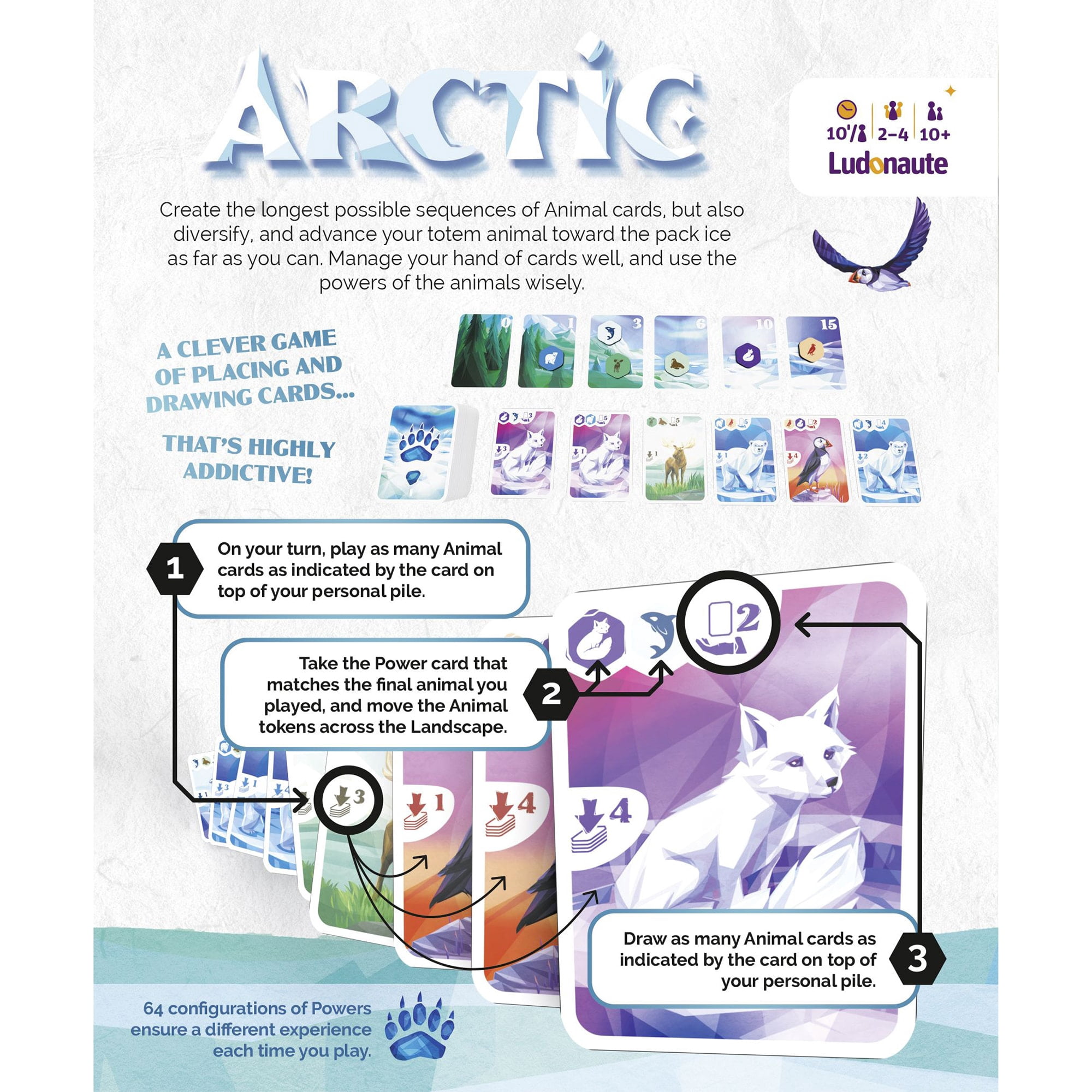 Ludonaute: Arctic - Strategy Card Game, Animal Set Collection & Hand Management, Clever Gameplay, Utilize Animal Powers, Ages 10+, 2-4 Players, 20 Min