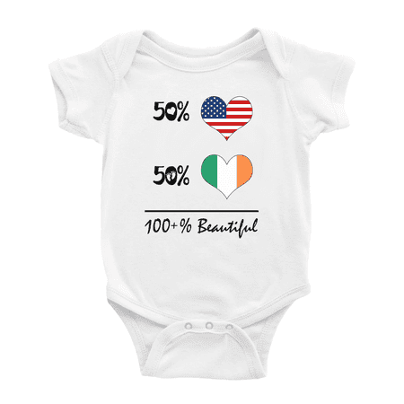 

50% Irish + 50% American = 100+% Beautiful Funny Baby Bodysuit For Boy Girl