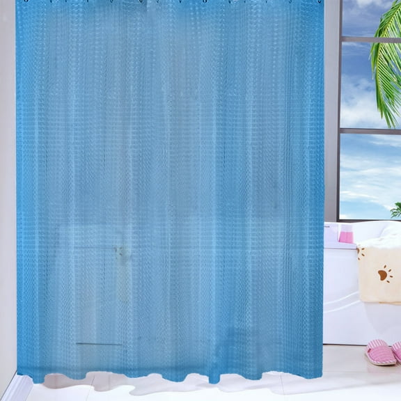 Hyknon Clear Shower Curtain Quick-Drying Waterproof Blue Bathroom Curtains with Magnet Washable PEVA 71x71" Shower Curtains Non-Toxic Bathroom Accessories