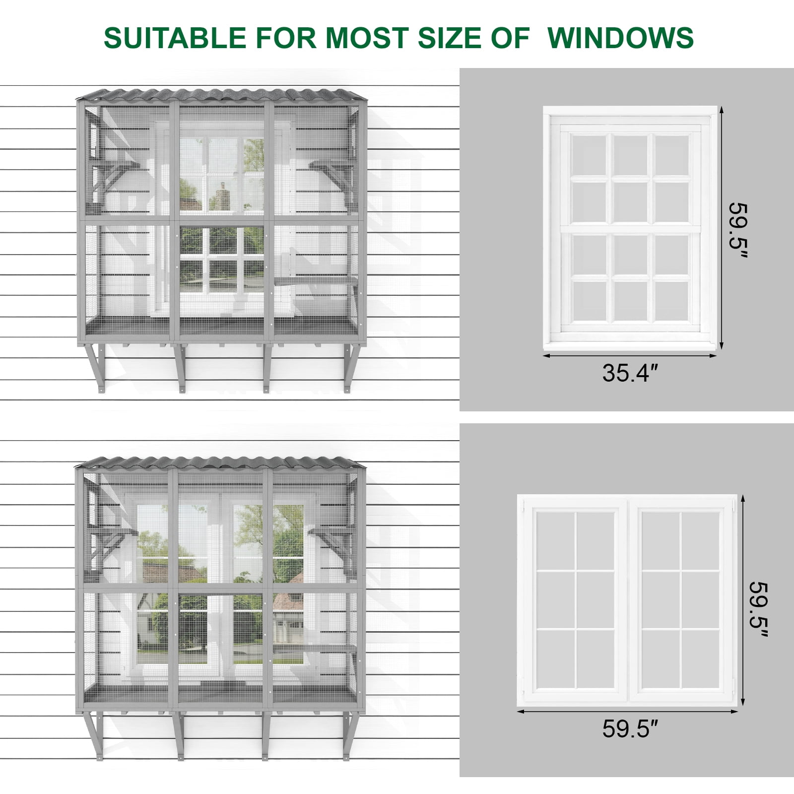 TIMHAKA Wooden Cat Window Box Enclosure w/ 4 Platforms for Multiple Indoor Cats