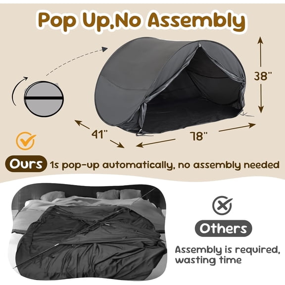 Bed Tent with Mesh & Shade Window, Blackout Light Reduction Breathable Sleeping Tents for Kids Adults Twin Size