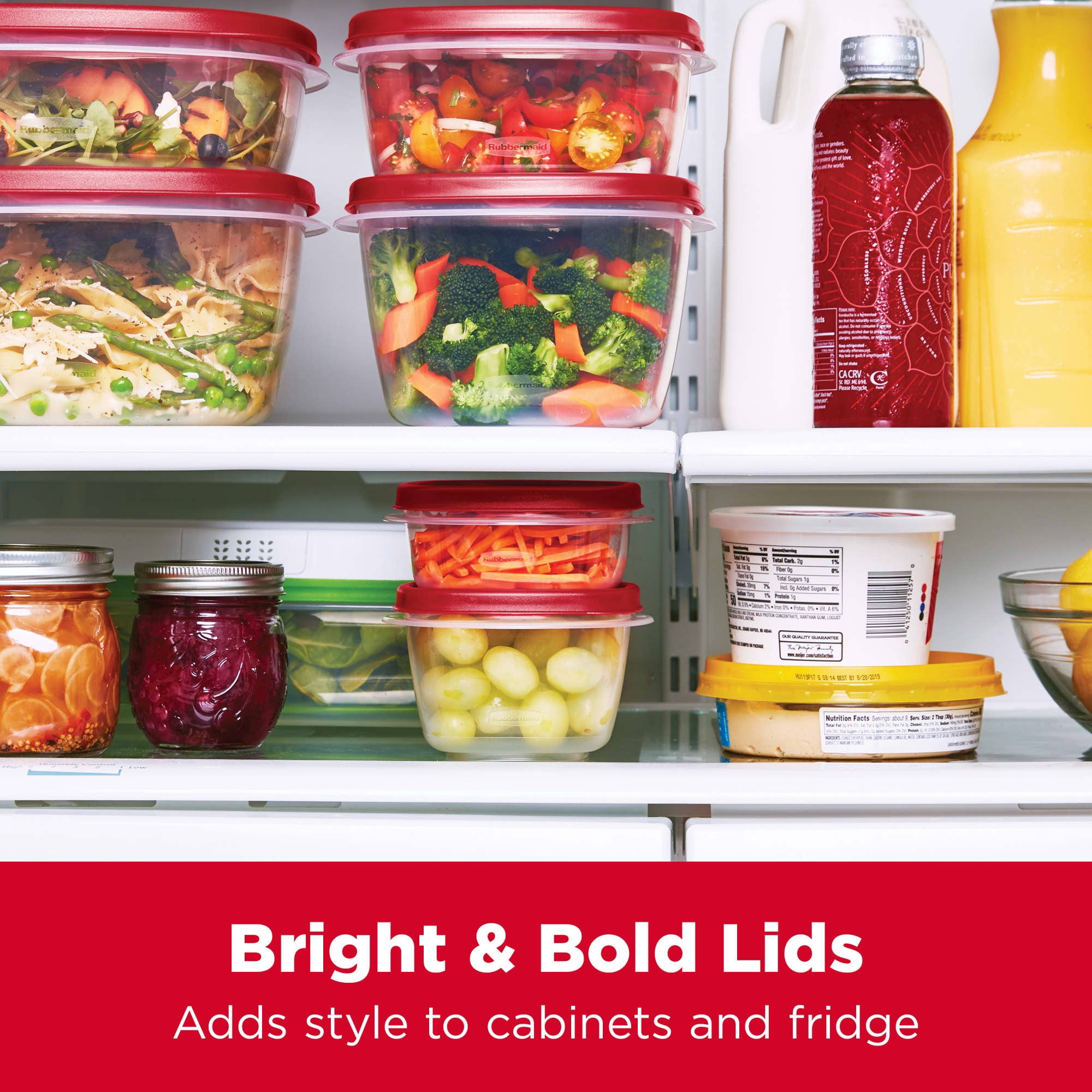Rubbermaid Easy Find Lids Food Storage Containers with Vented Lids, 26 Piece Set, Red