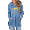 thumbnail image 3 of TaTaai Women's long sleeve hooded top, slim fit lightweight, classic fashion, side slit with pockets, soft fabric, Valentine's Day outfit, daily commute & casual gatherings Gift, 3 of 6