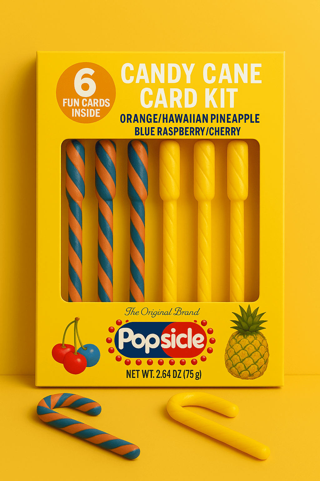 Flix Candy Popsicle Christmas Candy Cane Card Kit, Orange Hawaiian