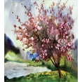 thumbnail image 3 of Country Duvet Cover Set, Painting of Spring Landscape Blooming Nature Flowering Tree and Fresh Grass Nature, Decorative 3 Piece Bedding Set with 2 Pillow Shams, King Size, Pink Green, by Ambesonne, 3 of 3