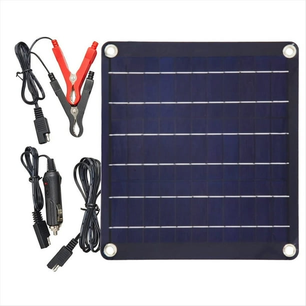 Kit de Panel Solar de 10 W, Cargador de Solar Resistente Al Agua de 12 V, Cargador Portátil con Energía Solar, Mantenedor de Batería de Coche