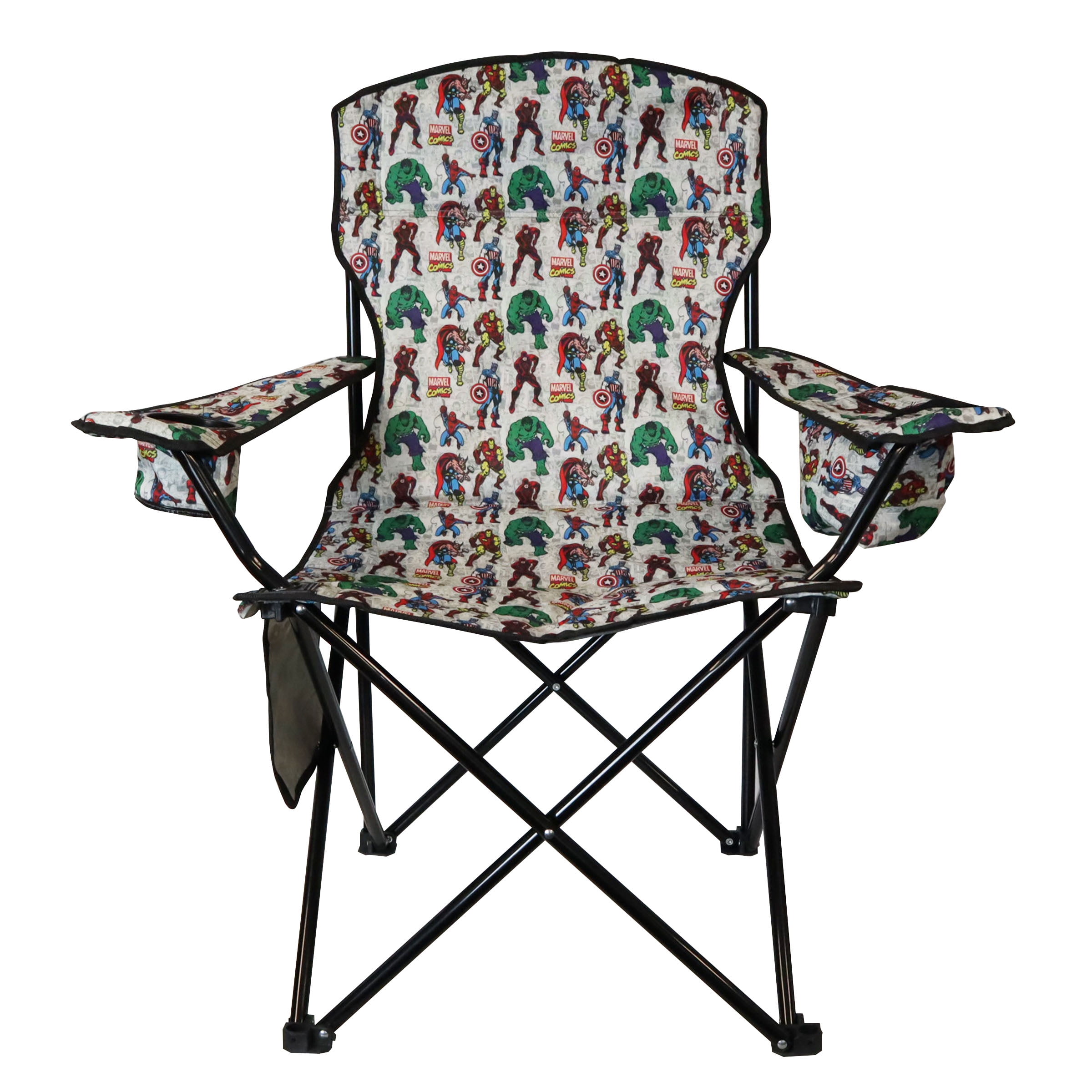 Danawares Chaise de camping pour adultes Avengers avec sac isotherme - Polyester avec poteaux en acier