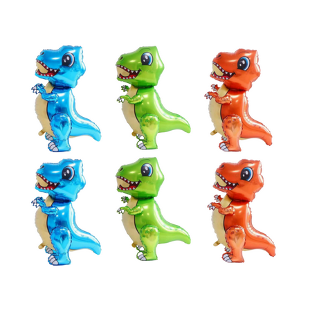 Dinosaur Party Supplies - 6 pcs Premium 4D JUMBO Foil Dinosaurs Mylar Balloons for Birthday Celebration - T-Rex
