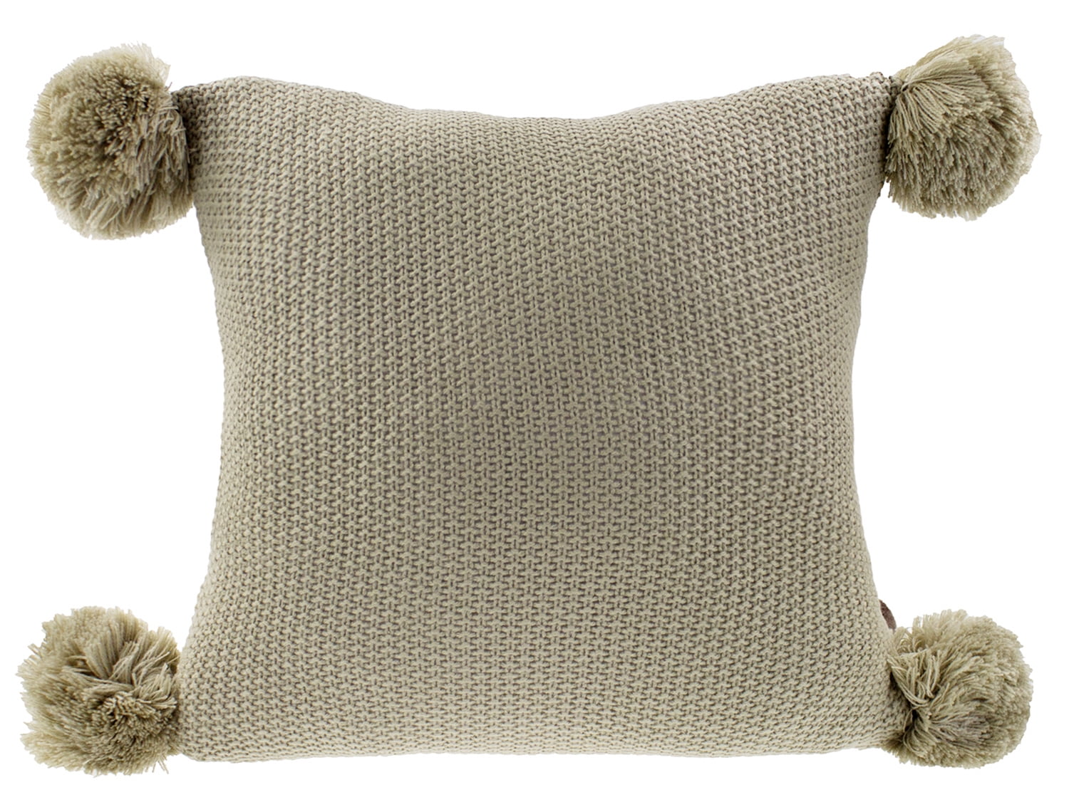 Chunky Knit Pom Pom Design Solid Color Decorative Throw Pillow (Brown, 16"x16" Pillow Case