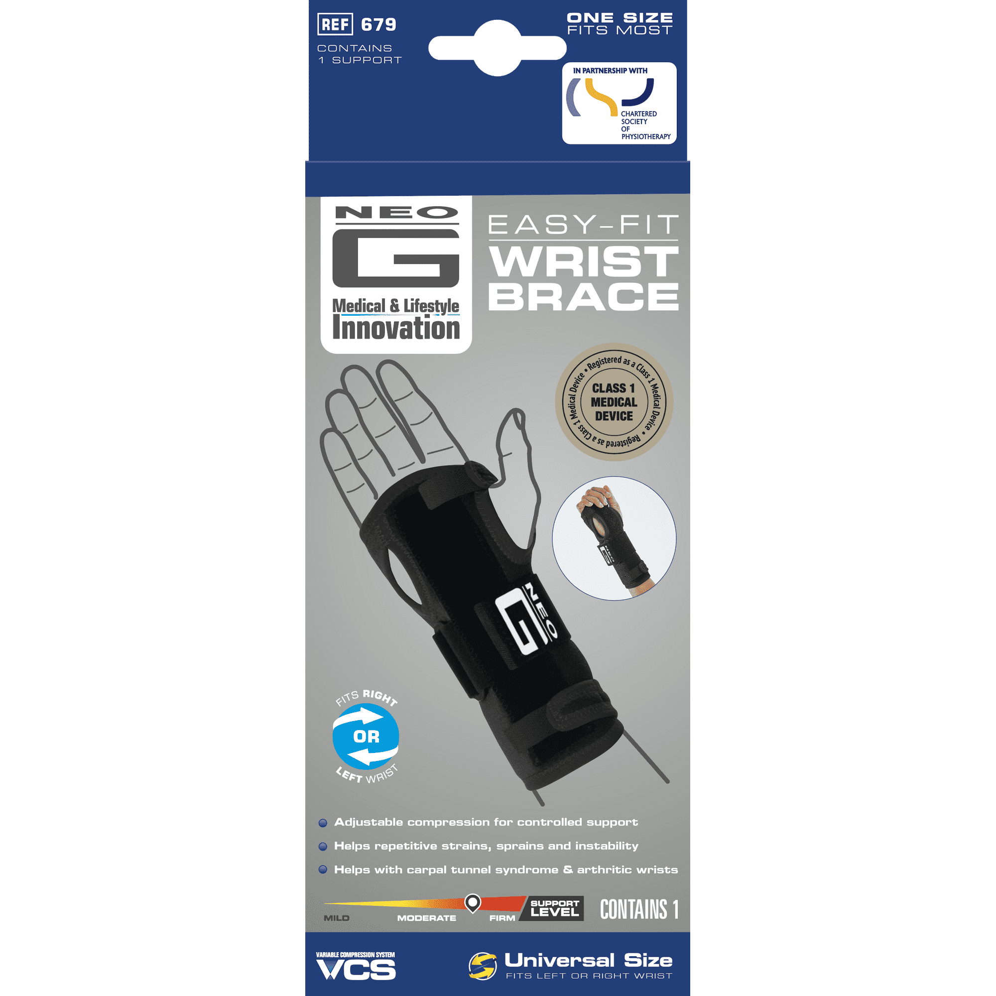 Neo G Easy-Fit Wrist Brace Adjustable Support for Carpal Tunnel & Tendonitis FSA/HSA Eligible