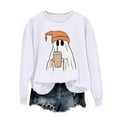 thumbnail image 5 of CLOISE Halloween Sweatshirts Women Fashion Ghost Graphic Oversized Sweatshirts Fall Long Sleeve Crew Neck Hoodies Shirts Loose Tops Festival Party Outfits White S Boo, 5 of 5