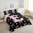 thumbnail image 4 of Feelyou Initial Letter E Bedding Comforter Set, Pink Princess Twin Comforter Sets, Cartoon Bow Bedding Set, Breathable Room Decorative, 2-Piece, 4 of 9