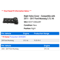 thumbnail image 2 of Right Valve Cover - Compatible with 2011 - 2017 Ford Mustang 3.7L V6 2012 2013 2014 2015 2016, 2 of 2