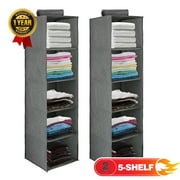 M BUDER Hanging Closet Organizer, 2 Packs Closet Organizer and Storage, 5-Shelf Closet Hanging Storage Shelves, Closet Organization for Bedroom, Nursery, Diapers, with Clothes Storage and Accessories