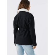 NEW Hang Ten Women's Utility Fleece lined Jacket Plush Collar Black Size L