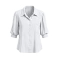thumbnail image 4 of Neewe Womens Button Down Shirts Plain Lapel 3/4 Sleeve Tops Elegant Dressy Blouses Business Casual Outfits, 4 of 5