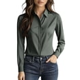thumbnail image 2 of YTCAMLO Wrinkle Free Dress Shirts for Women, Classic Button Down HiddenButton Down Office Tops, Collared Comfy Cotton Tunic Blouses, 2 of 8