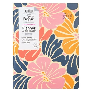 See it Bigger Monthly Planner Large (8.5″ x 11″) Pink Floral, 2 year, APR 2025-Mar 2027