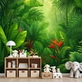 thumbnail image 7 of Wallpaper Tropical Jungle Green Leaf Jungle Tropical Foliage Palm Peel and Stick Wall Murals 69"H x 96"W Removable PVC Wall Paper Self-Adhesive Wall Paintings Art Decor for Bedroom Living Room, 7 of 7