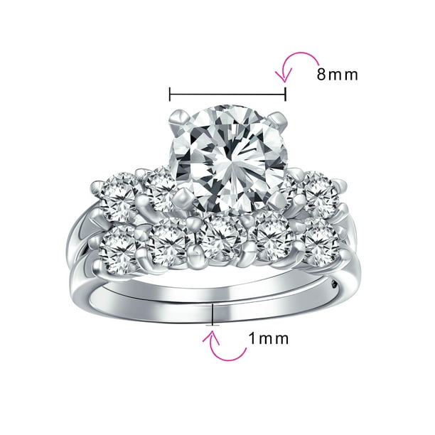 Women's 1.25 Ct Wedding Engagement Ring Set Sterling Silver 925 Round Cubic  Zirconia