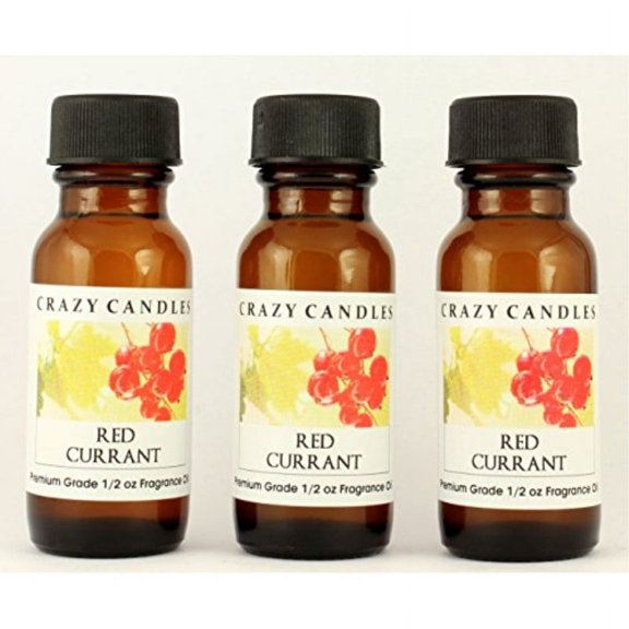 crazy candles red currant 3 bottles 1/2 fl oz each (15ml) premium grade scented fragrance oil (unique and powerful berry aroma)