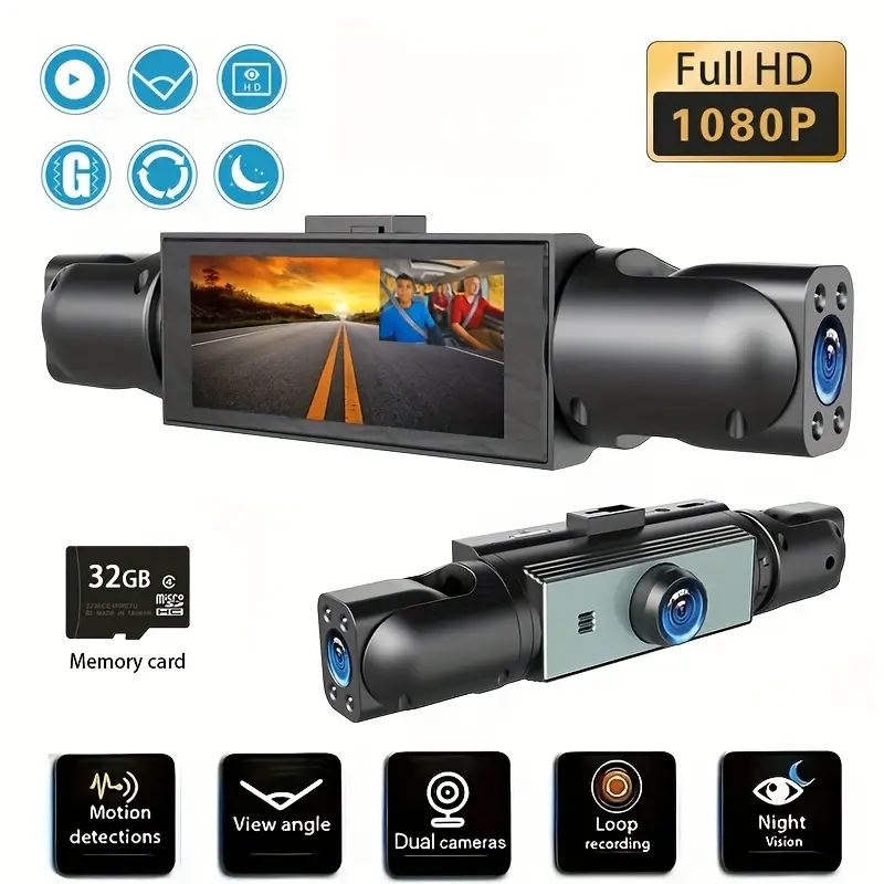 360° WiFi Dash Cam 4 Channel 1080P Car Recorder With G-Sensor & Night Vision