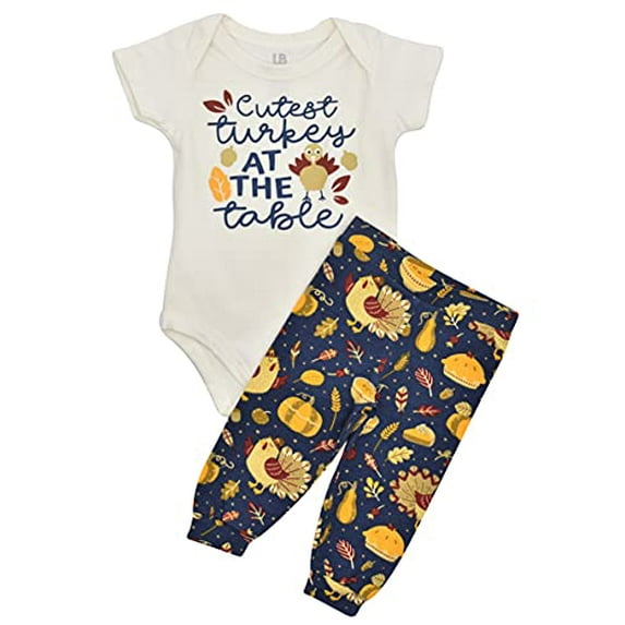 Unique Baby Unisex Cutest Turkey Thanksgiving Onesie Set (3M, White)