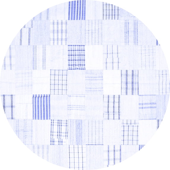 Ahgly Company Machine Washable Indoor Round Solid Blue Modern Area Rugs, 4' Round