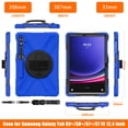 thumbnail image 3 of ELEHOLD Rugged Case for Samsung Galaxy Tab S9 Plus / Tab S9 FE Plus 12.4" Tablet, Heavy Duty Shockproof Rotating Stand Handstrap Pen Holder Case with Shoulder Strap for Galaxy 12.4 Inch,Blue, 3 of 10