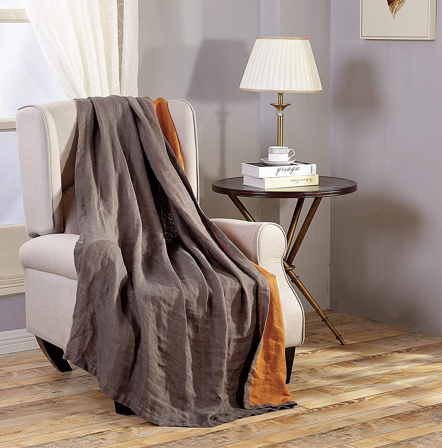 Chezmoi Collection Super Soft Flax Linen Throw Blanket