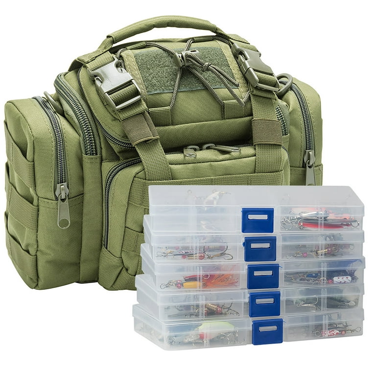 Dr.Fish Fishing Tackle Bag Loaded 5 Boxes 60 Huge Fishing Lures Kit