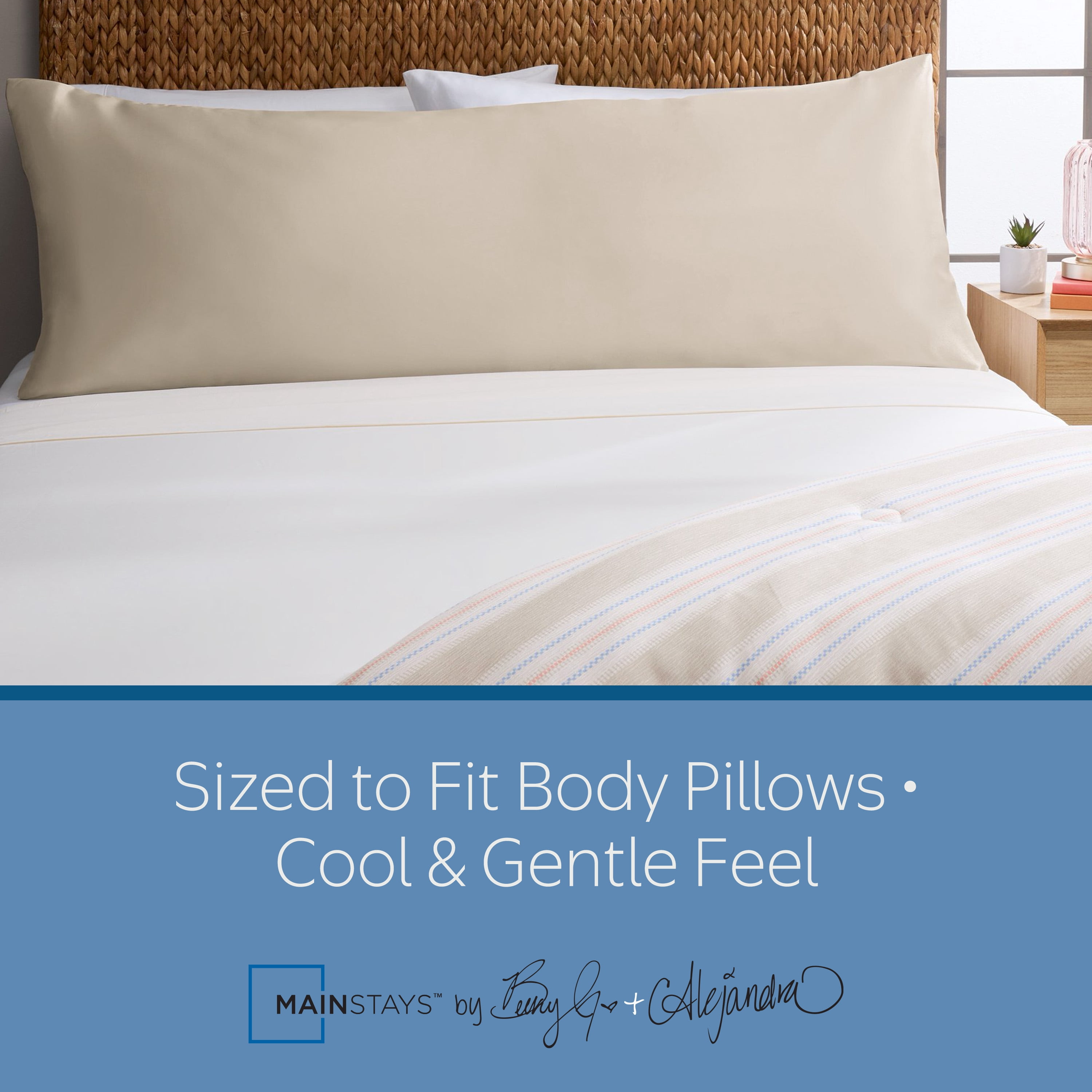 Mainstays by Becky G. & Alejandra Satin Body Pillow Cover, Beige