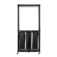 thumbnail image 7 of Household Essentials 3-Bag Laundry Center, Smooth Laminate Shelving, Sturdy Steel Frame, Hanging Bar,  Wheeling and Stationary Feet Options, Washable Linen Laundry Bags, Black, 7 of 7