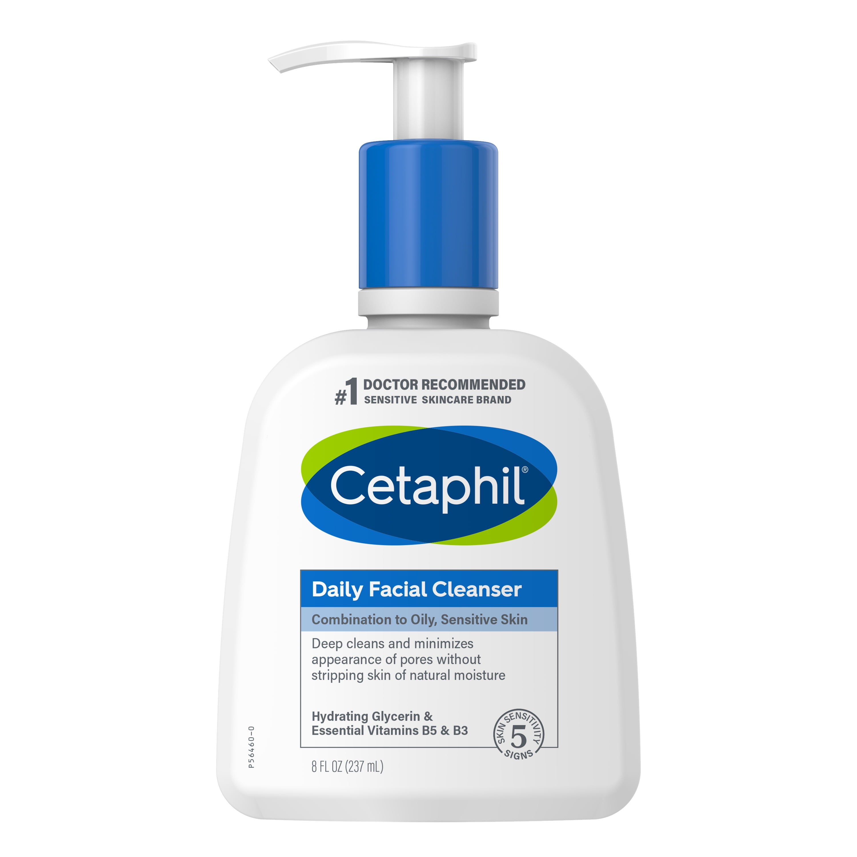 Face Wash by CETAPHIL, Daily Facial Cleanser for Sensitive, Combination to Oily Skin, 8 oz, Gentle Foaming, Soap Free, Hypoallergenic