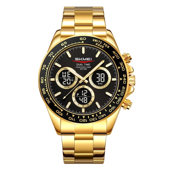 Men's Luxury Dual Display Watch - Luminous Waterproof Analog Quartz Digital Wristwatch