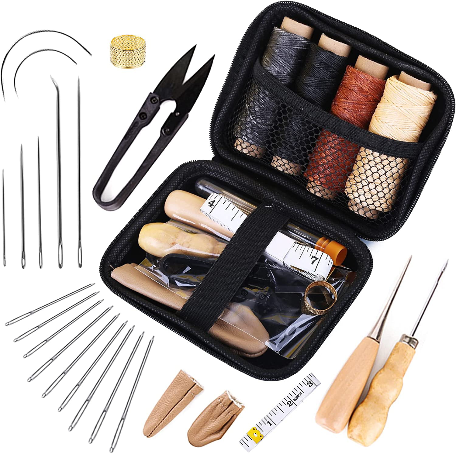 Leather Sewing Kit Durable Pro Waxed Stitching Kit Silver Tail
