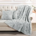 thumbnail image 3 of Home Soft Things Geo Tatami Faux Fur & Pillow Cover Set - Silver - 50" x 60", 3 of 8